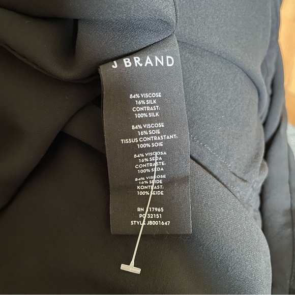 J Brand Black Velvet Front Viscose Silk Combo Tie Front Tank Top EUC Size Large - Picture 11 of 12